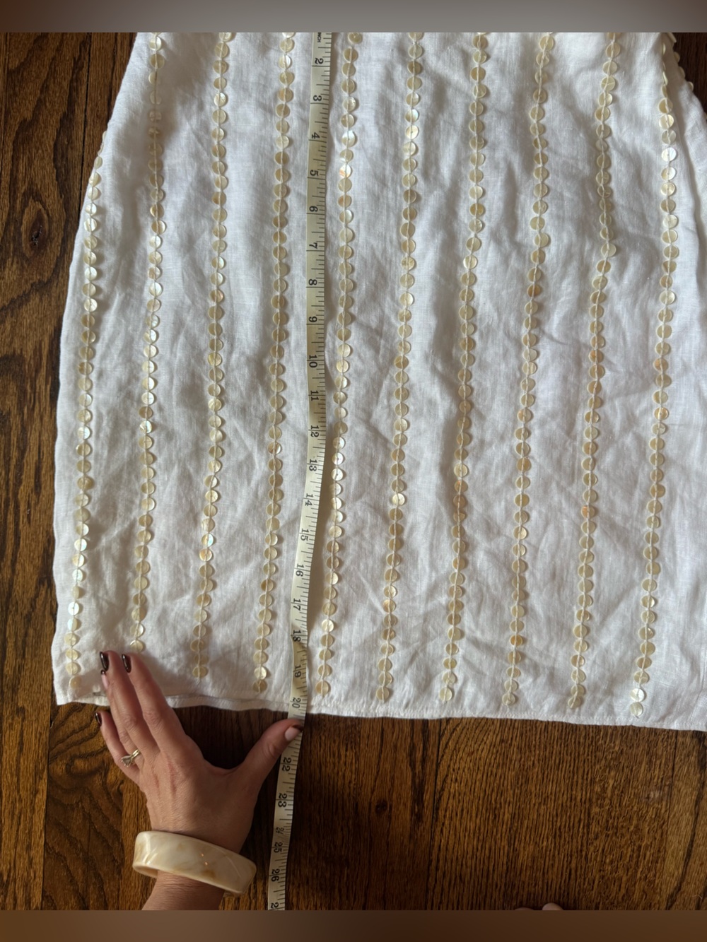 J.Crew Shell- Embellished Linen White Skirt NWT - Picture 5 of 10